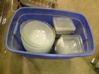 Qty of Glass Bowls, Plastic Containers with Lids In Tote (B2)