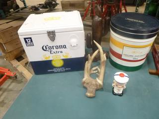 Corona Cooler, Popcorn Tin and Misc Decor (D2)