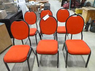 (6) Banquet Room Style Stackable Chairs, *Note: Stains on Seats* (E. Sea Can)
