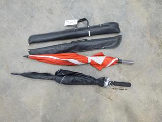 (3) Pool Cues, (2) Umbrellas (O-2-3)