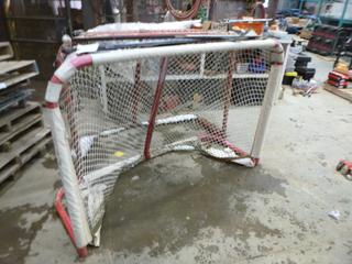 (2) Hockey Nets with Assortment of Hockey Sticks (Chris BD)
