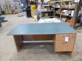 (1) Locking 2-Drawer Computer/Office Desk, 5 Ft. x 2 Ft. x 29 In., *NOTE: Slight Surface and Wear and Tear Damage*