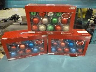 (3) 28 Count Glass Christmas Ornaments (D1)