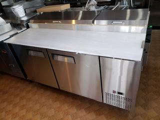 Model MPF8202CAH1 1701mm X 840mm X 1035mm 2-Door Pizza Prep Table Refrigerator *Note: Item Cannot Be Removed Until December 23rd*