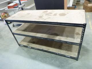 Metal and Plywood Shelving Unit (H)