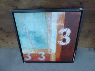 25.5in X 25.5in Frames "3" Painting *Note: Minor Damage To Frame*