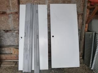 (2) 39.5in X 83.5in Metal Doors w/ (2) Side Frame Pieces