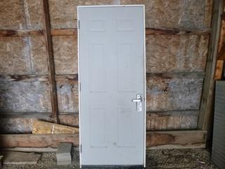 80in X 32in Metal Door w/ Wood Frame