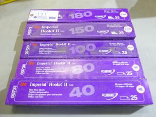 Qty Of 3M 16in X 2 3/4in Imperial Hookit II Sanding Sheets Includes 40E, P80E, P100E, P150 And P180 Grit