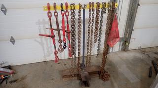 Steel Storage Rack C/w (4) Ratchet Chain Boomers And Qty Of Chains