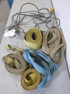 Qty Of Wire Rope Slings C/w Qty Of Poly Slings And Tow Rope