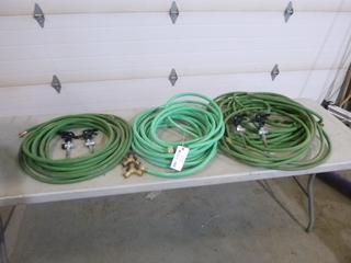 Qty Of (3) Garden Hoses, (4) Sprinklers And (2) Splitters
