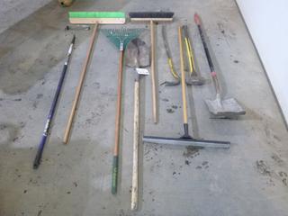 Qty Of Hand Tools Includes: 8lb Sledge Hammer, Pry Bar, Shovel, Rake And Shop Brooms