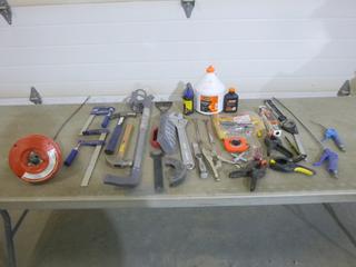 Qty Of Wrenches, Clamps, Air Blowers, Hammers And Misc Hand Tools