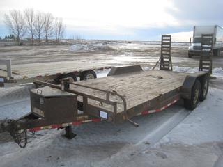 Load Trail 16' T/A Deck Trailer c/w 2 5/16" Ball, Fold Up Ramps, Tool Box, 235 8016 Tires. Unable to Verify Serial Number. 6400KG GW, 2 x 3200KG (7000 LB) Axels.