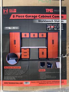 2021 Unused 8 Pc Gargae Cabinet Combo c/w Workbench Station. SKU # TMG-GCC08, Control # 7446.