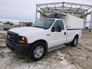 2007 Ford F-350 XL Pick Up Regular Cab, c/w 5.4L Triton V8, A/T, A/C, Showing 221,471 Kms, 5,753 Hours, 275/70R18 Tires At 40% w/ 8 Ft. Nortruck T-Shed Truck Box Cab, SN 1648N01, Hitch Receiver, VIN 1FTWF30577EA00483 
