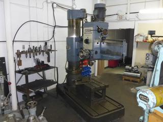 1979 Femco WRD50/1250 Radial Arm Drill c/w 220V, 3 PH, Clutch Forward and Reverse, #5 Morse Taper, Vise, 5 HP Electric Motor, 40-1920 RPM, 12 Speed, Auto Feed, SN 79-4074 **Located Offsite at 9305 60 Ave, Edmonton, Viewing Monday to Friday 2PM-4PM, For More Information Contact 780-944-9144**