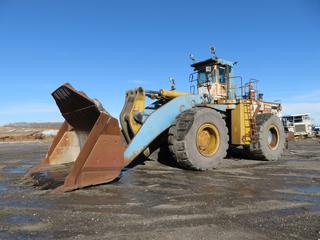 1988 Caterpillar 992C Wheel Loader c/w 3412 Diesel, Showing 70,341 Hours, 4X4, Cab, A/C, Heater, 12.5 Yd Cap, Autolube, Spade Bucket, 45/65R45 Tires at 55%, SN 49Z01211 *Located At Genesee Mine, 50455 Hwy 770, Warburg, AB, For More Information Contact Tony at 780-935-2619*