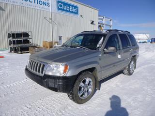 2004 Jeep Grand Cherokee Limited 4X4 c/w 4.7L V8, A/T, A/C, Fully Loaded, Leather, Power Sunroof, Showing 257,972 Kms, 235/65R17 Tires at 20%, VIN 1J8GW58J44C285211 *Note: Hood Does Not Stay Open, Minor Rust*