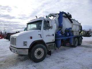 1997 Freightliner FL80 Hydro Vac c/w Cummins C8.3-300 Diesel, 9 Speed Eaton Fuller, Showing 148,305 Kms, 12,745 Hours, Dbl Frame, GVWR 54,000 Lb, 228 In. W/B, Blower, PTO, Storage Cabinet, 385/65R22.5 Tires at 20%, 11R22.5 Rear Tires at 30%, Front Axle Rating 14,000 Lb, Rear Axle Rating 40,000 Lb, Westech Vac Systems 9,992L Tank, Isuzu 3 Cyl Engine, Showing 4,746 Hours, Pressure King Control Systems Hi Bon Pump, Full Opening Rear Gate, 5 Ft. Nozzle Length, CVIP 02/2022, VIN 1FVXJLCB3VH823884 