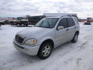 2003 Mercedes-Benz ML350 c/w 194,780 Miles, 955 Hours, A/C, Fully Loaded, Leather, Power Sunroof, 235/70R16 Tires at 40%, VIN 4JGAB57E83A455959 *Note: Security Code On Touch Screen Needed To Operate Vehicle, Windshield Wipers Don't Work, BAS ESP Light On, SRS Light On, Rust on Hood and Body*