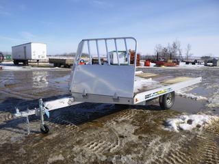 Unused 2021 Aluma 8612D115 S/A Snowmobile Trailer c/w 2 In. Ball, Deck 12 Ft x 8 Ft 6 In, 72 In. Slide Out Ramp, LED Light Package, 205/75R15 Tires, GVWR 2,200 Lb, VIN 1YGSD1210MB227483 (East Fence)