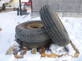 (3) Tractor Tires, Size 7.50-16LT, (2) Tractor Tires on Rims, (1) Tractor Tire with No Rim (Row 2)