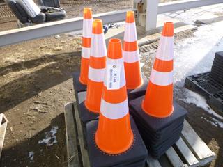 (5) Stacks of 10 Orange Reflective Safety Cone, 3 Ft. High (Row 5)