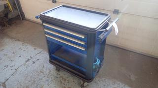 30in X 16in X 34in Portable Metal Cart C/w Built In 3-Drawer Tool Box And Contents