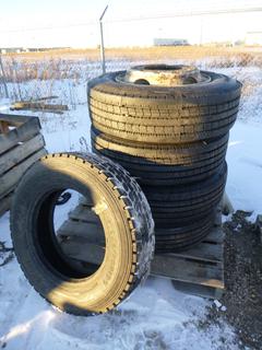 Qty Of (4) West Lake CR960A 245/70 R19.5 Tires w/ Rims And (1) Roadmaster 245/70 R19.5 Tire *Note: Item Located At 6802 39ST LEDUC, For More Information Call Eugene @780-566-1831*