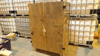 50in X 29in X 66in 2-Door Portable Metal Cart w/ Door C/w Contents *Note: Item Located At 6802 39ST LEDUC, For More Information Call Eugene @780-566-1831*