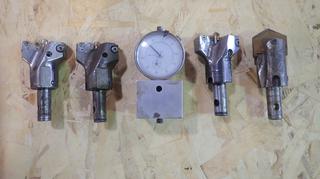 Qty Of (4) Drilling Bar Heads w/ Interchangeable Drilling Inserts C/w AI-921 Depth Gauge For Drill Heads/Tips