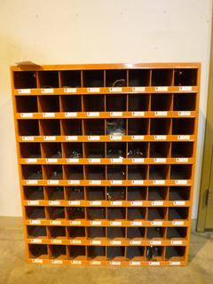 72-Compartment Bolt Bin C/w Contents *Note: Item Located At 6802 39ST LEDUC, For More Information Call Eugene @780-566-1831*