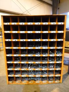 72-Compartment Bolt Bin C/w Contents *Note: Item Located At 6802 39ST LEDUC, For More Information Call Eugene @780-566-1831*