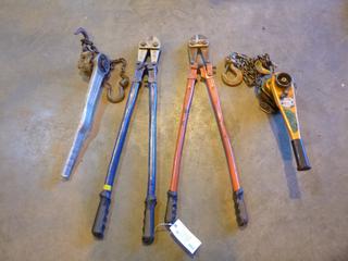 (2) 36in Bolt Cutters, (1) 1 1/2-Ton Come Along And (1) 3/4-Ton Chain Puller *Note: Item Located At 6802 39ST LEDUC, For More Information Call Eugene @780-566-1831*