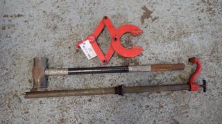 (1) 12lb Sledge Hammer, (1) Scissor Clamp And (1) Barrel Pump