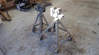 (1) 25 1/2in X 26in X 34in And (1) 17 1/2in X 17in X 34in Steel Roller Pipe Stands