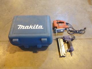 Makita Model 5007NF 120V 7 1/4in Circular Saw C/w Hyper Tough 120V Jig Saw And 2in 2n1 Pneumatic Nailer/Stapler *Note: Item Located At 6802 39ST LEDUC, For More Information Call Eugene @780-566-1831*