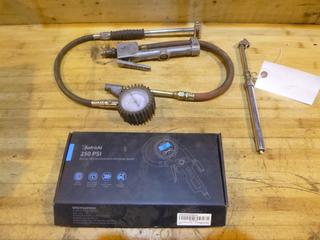 Astroal 250psi Digital Tire Inflator w/ Pressure Gauge C/w Assortment Of Pressure Gauges And Tire Inflators *Note: Item Located At 6802 39ST LEDUC, For More Information Call Eugene @780-566-1831*