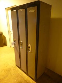 36in X 18in X 72in Bank Of Lockers 3-Doors *Note: Item Located At 6802 39ST LEDUC, For More Information Call Eugene @780-566-1831*