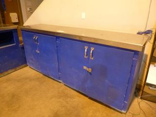 97in X 23 1/2in X 41in Work Bench w/ Stainless Steel Top And Bottom Cabinets  *Note: Item Located At 6802 39ST LEDUC, For More Information Call Eugene @780-566-1831*