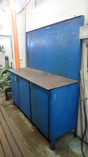 72in X 23in 3-Door Metal Tool Bench w/ Plywood Backing