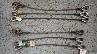 Qty Of (3) 3/8in X 36in 4800lb Strongo Wire Rope Slings C/w (3) 30in Wire Rope Slings