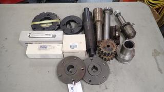 (1) Unused MT5-MT6 Hand G Drill Sleeve C/w (1) Unused Rotor Std MT3 Type A Center, (1) Unused 2T-55SR Rotary Coolant Adapter, Unused 6 7/8in And 5 1/4in Dividing Plates, Assorted Sleeves, Holder, Chain Gears And Misc Supplies 