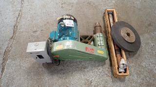 Duplex Tools Tool Post Grinder w/ 28 1/2in Internal Grinding Extension, 14in Grinding Wheel And Brook Hanson 3hp 230/460V 3-Phase Motor