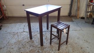 35 1/2in X 21 1/2in X 36in Wood Table C/w Stool