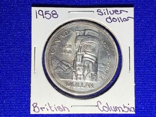 1958 Canada Silver Dollar "British Columbia Centennial".