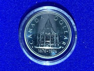 1976 Canada Silver Dollar "Library of Parliament Centennial".