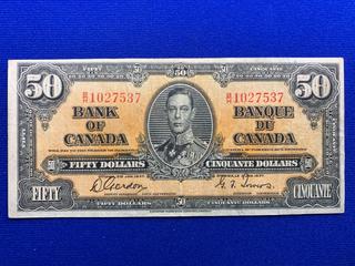 1937 Canada Fifty Dollar Bank Note S/N BH1027537.